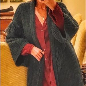 Anthropologie Stevie Fringed Knit Kimono